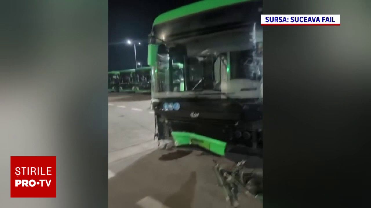 Șofer de autobuz beat provoacă distrugeri masive în Suceava după ce a lovit mai multe mașini și un stâlp