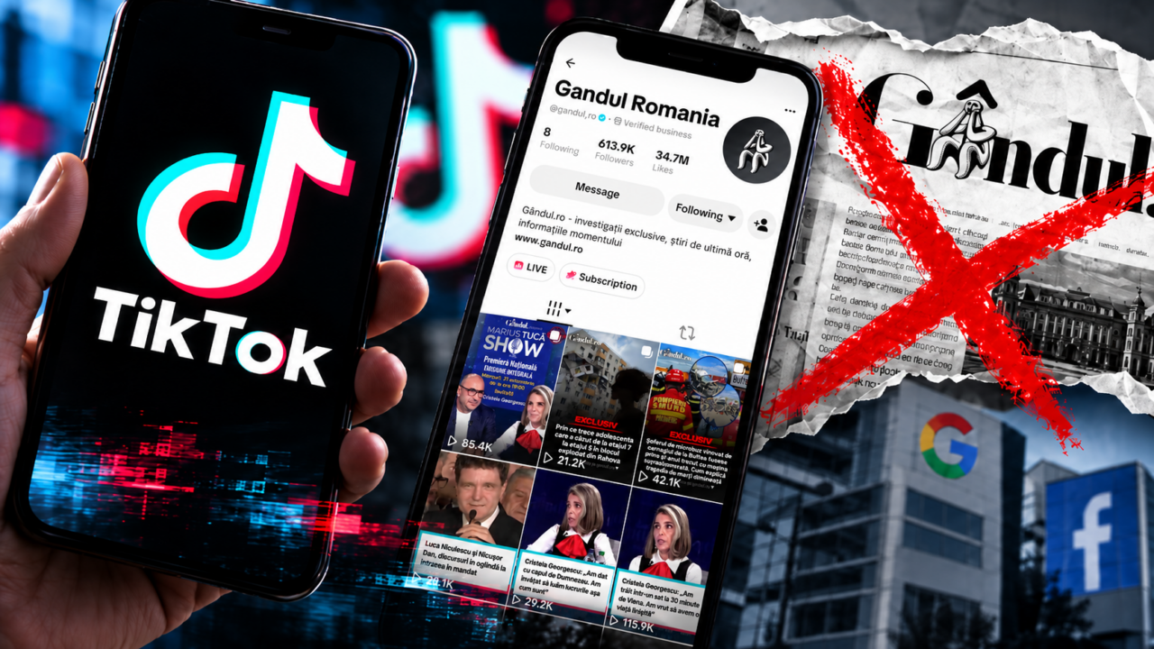 TikTok restricționează pagina ziarului Gândul, după ce Meta și Google au limitat vizibilitatea publicației
