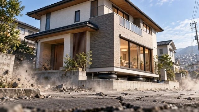 Tehnologie japoneză care permite locuințelor să plutească în timpul cutremurelor prin aer comprimat