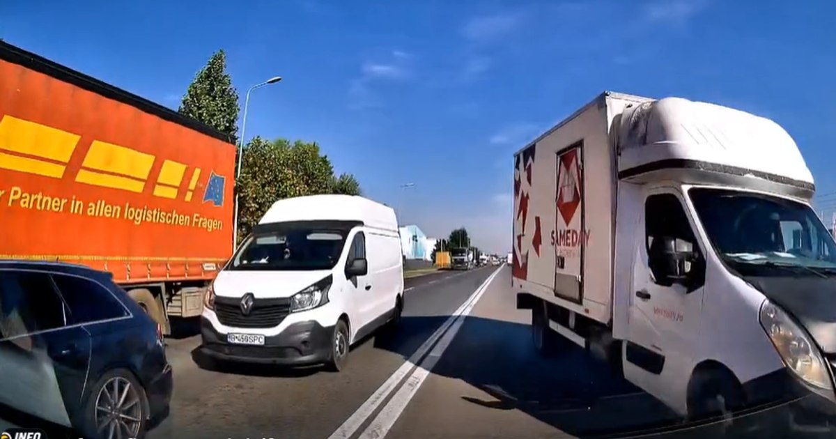 Accident evitat în ultima clipă: șoferul unei dube Sameday a intrat pe contrasens în București