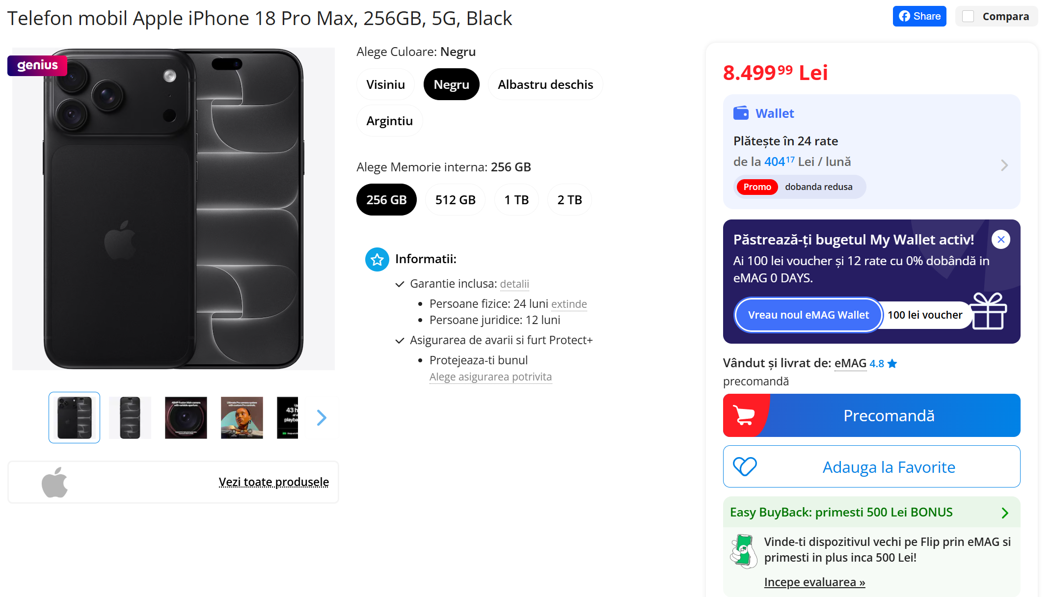 Probleme la precomenzile iPhone 18 Pro pe eMAG: Diferențe de preț de până la 950 de lei