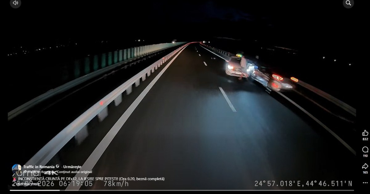 Pericol pe Drumul Expres Craiova-Pitești: două mașini oprite pe banda 1 au pus în pericol traficul
