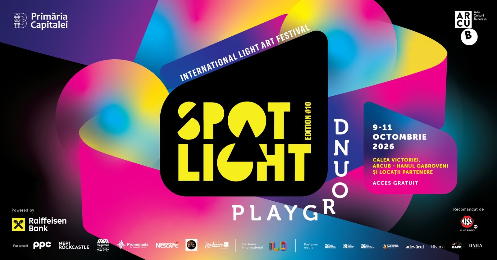 Spotlight 2026: Calea Victoriei va fi transformată într-un teren de joacă digitală prin artă și lumină