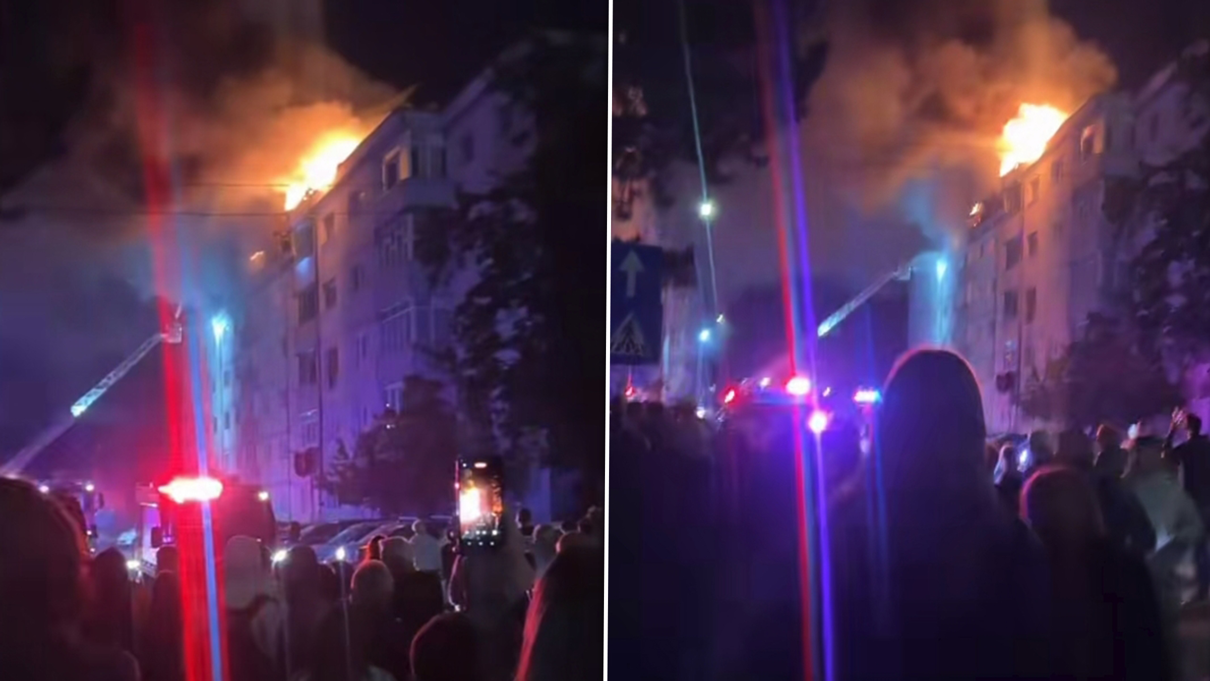 Incendiu de amploare la mansarda unui bloc din cartierul Burdujeni, Suceava
