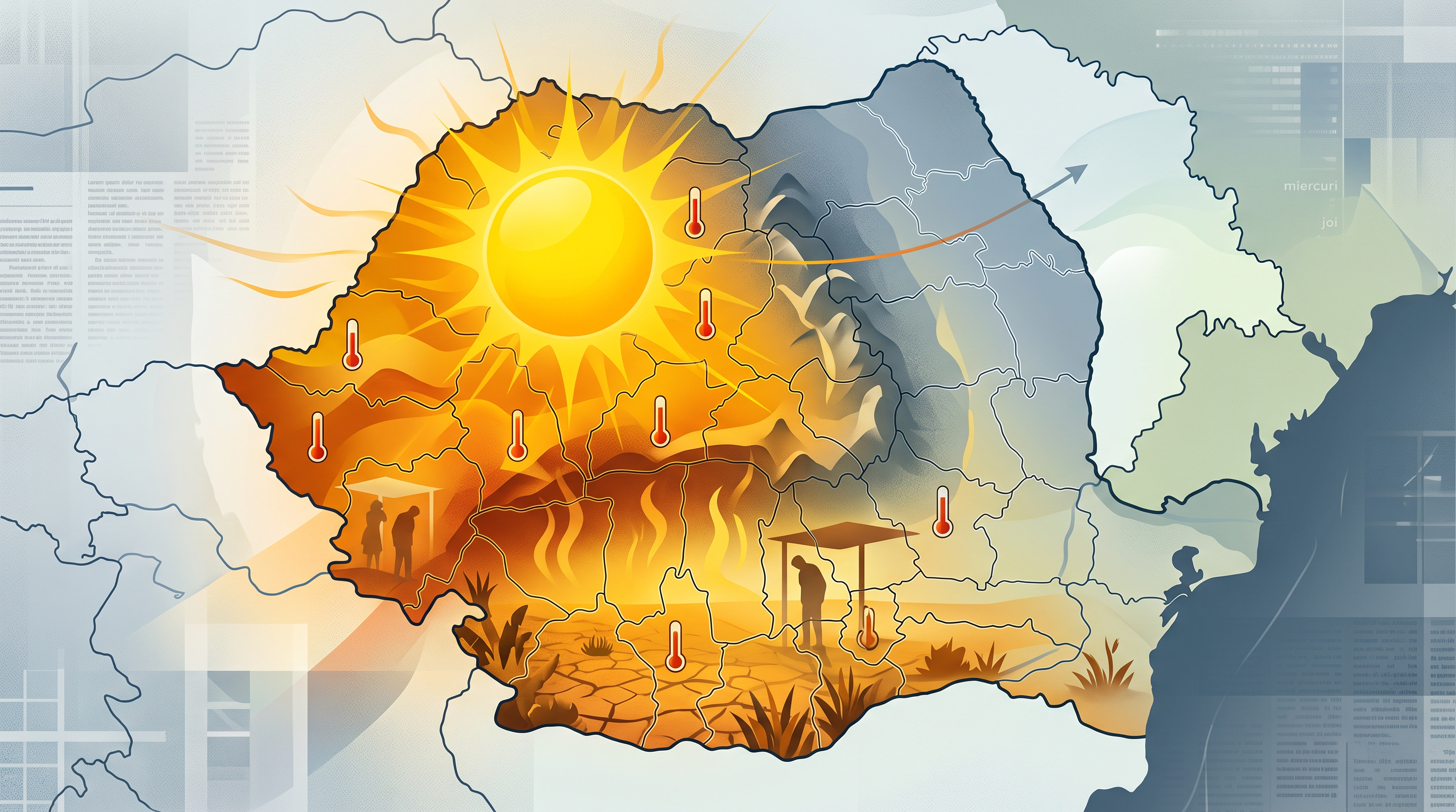 Avertizare Cod galben de caniculă în vestul și sudul țării pentru miercuri și joi