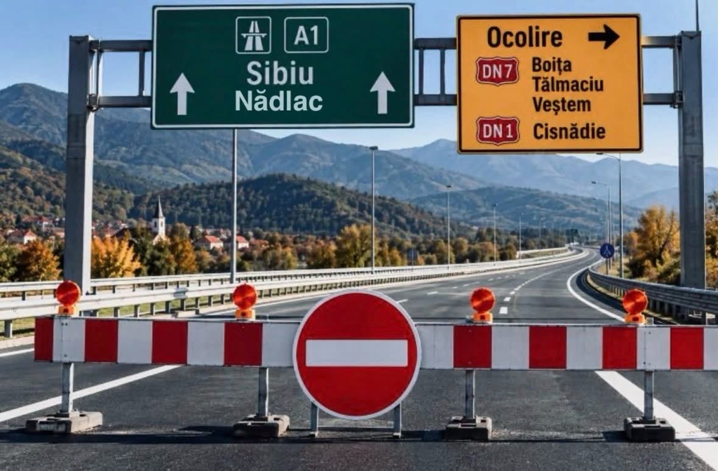 Sector de autostradă A1, închis pentru două luni în județul Sibiu din cauza lucrărilor de la Sibiu-Pitești