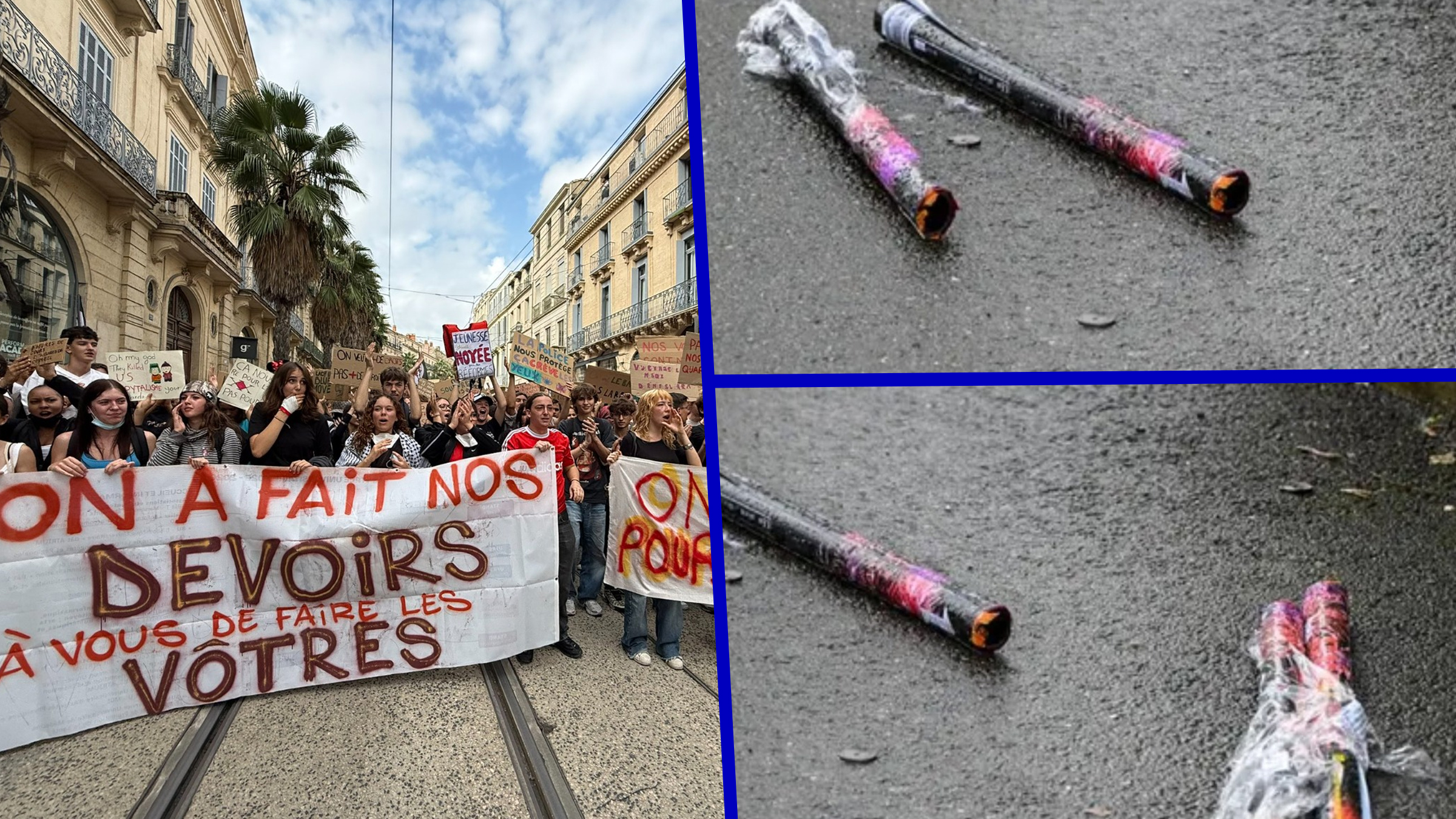 Un bebeluș de un an a fost rănit de un proiectil pirotehnic în timpul protestelor elevilor din Franța