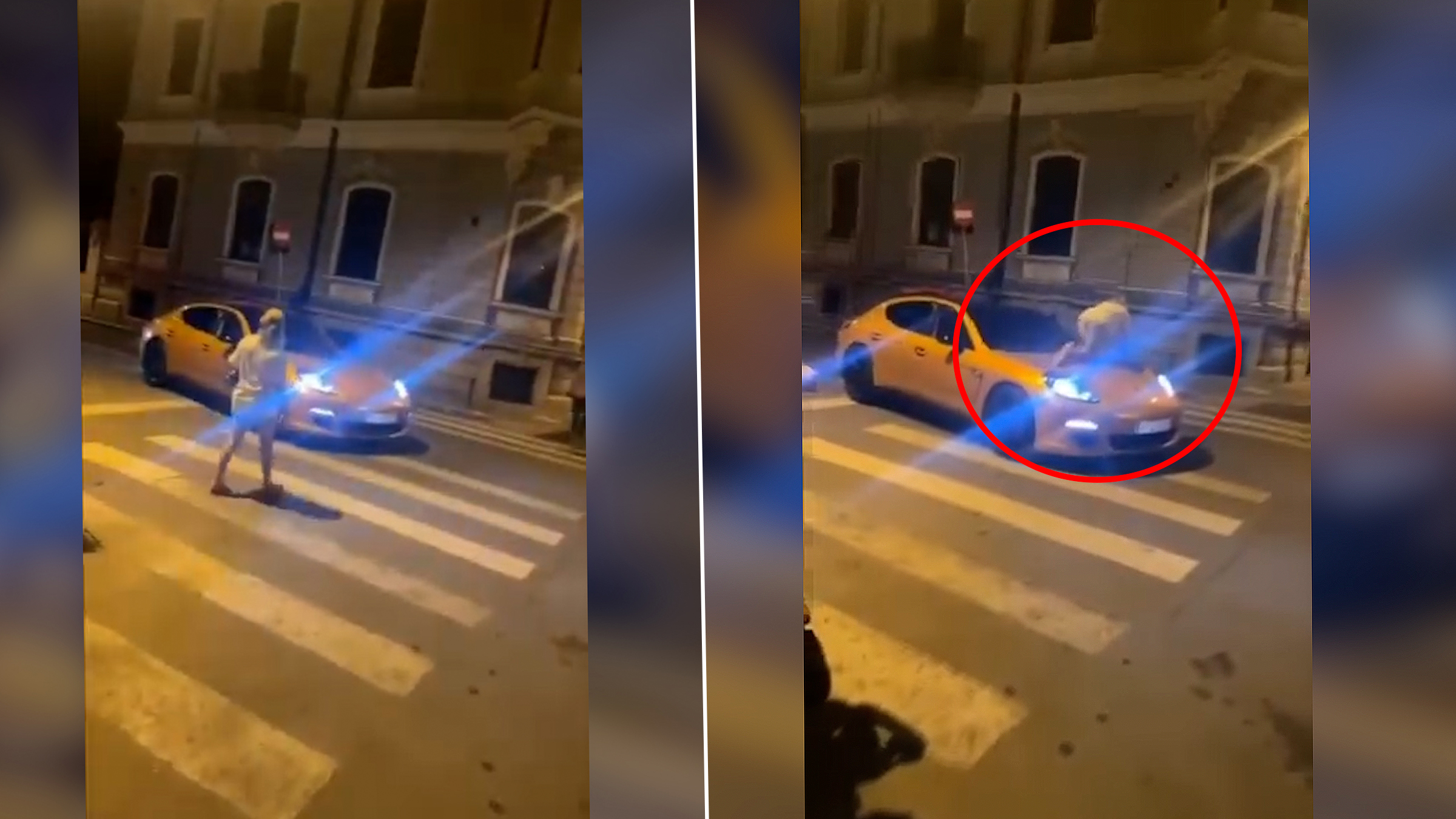 O femeie a folosit capota unui Porsche ca trecere de pietoni în centrul Bucureștiului